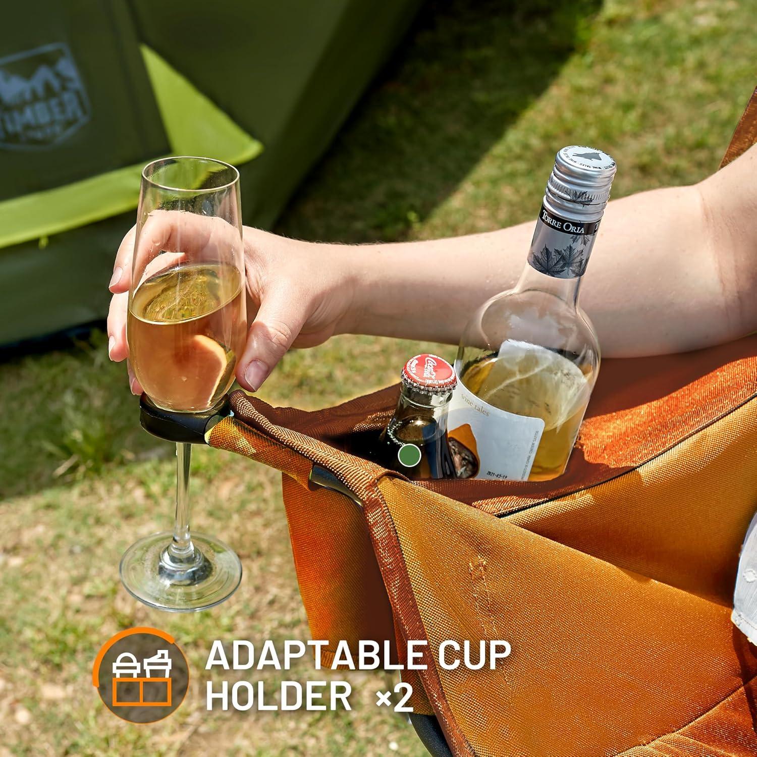 imageTimber Ridge Double Camping Chair Heavy Duty Outdoor Folding Camp Couch Loveseat Camping Chairs Perfect for Campsites PatioLawn Soccer Games or Other Youth Sports Supports 600 lbsOrange