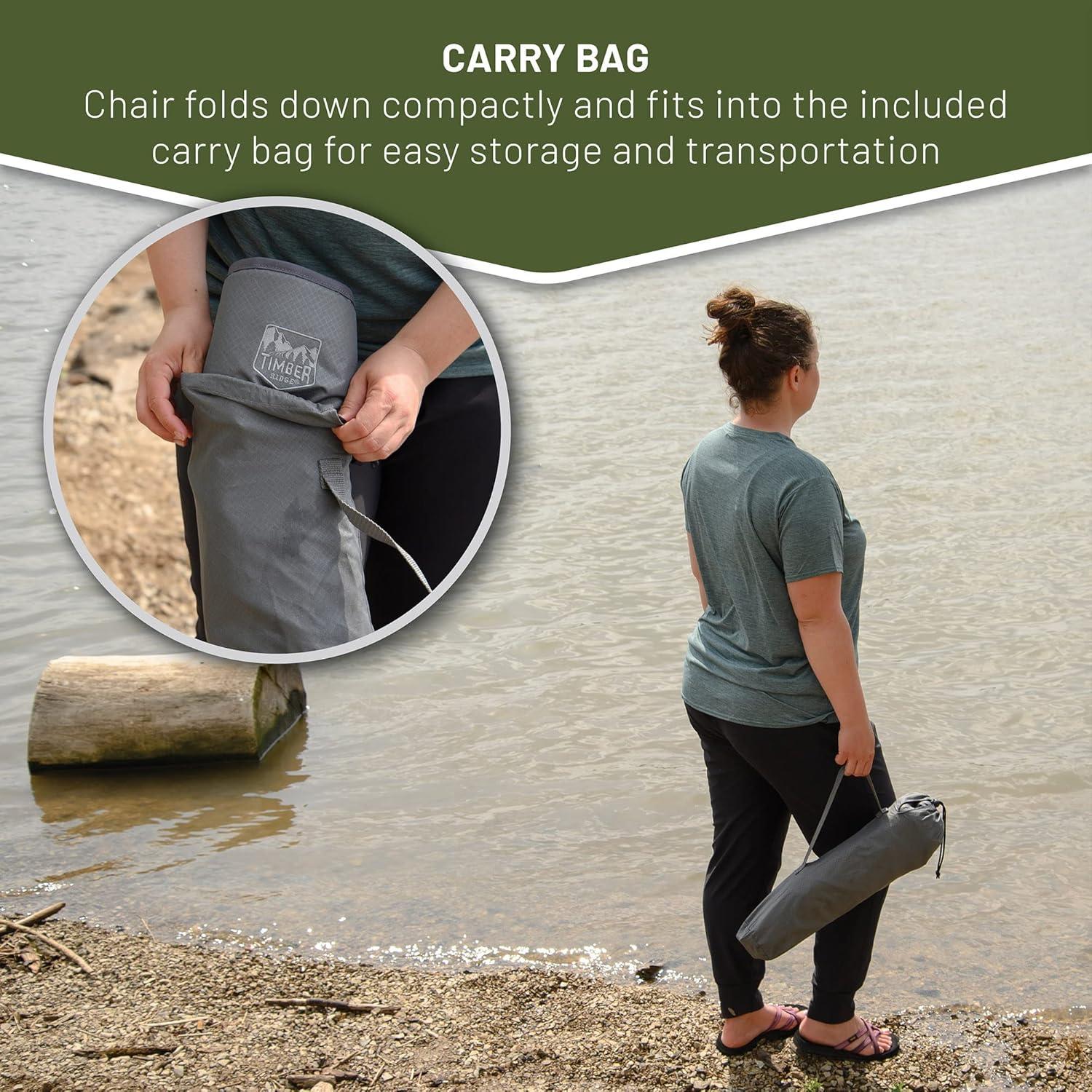 imageTimber Ridge Lightweight Highback Compact Folding Chair  Portable Comfort for Day Hikes Beach Trips ampamp Camping 300 lbs SupportGrey