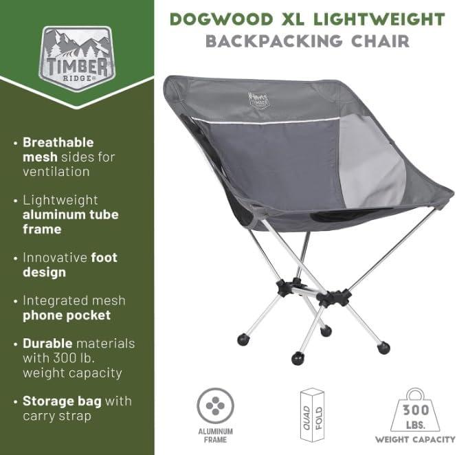 imageTimber Ridge Lightweight Highback Compact Folding Chair  Portable Comfort for Day Hikes Beach Trips ampamp Camping 300 lbs SupportGrey