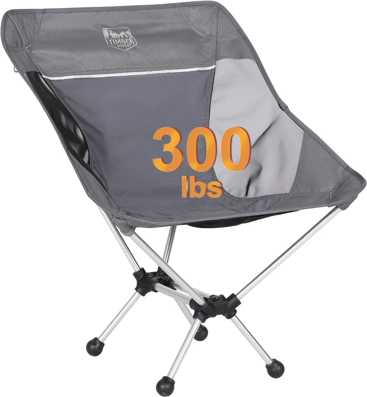 imageTimber Ridge Lightweight Highback Compact Folding Chair  Portable Comfort for Day Hikes Beach Trips ampamp Camping 300 lbs SupportGrey
