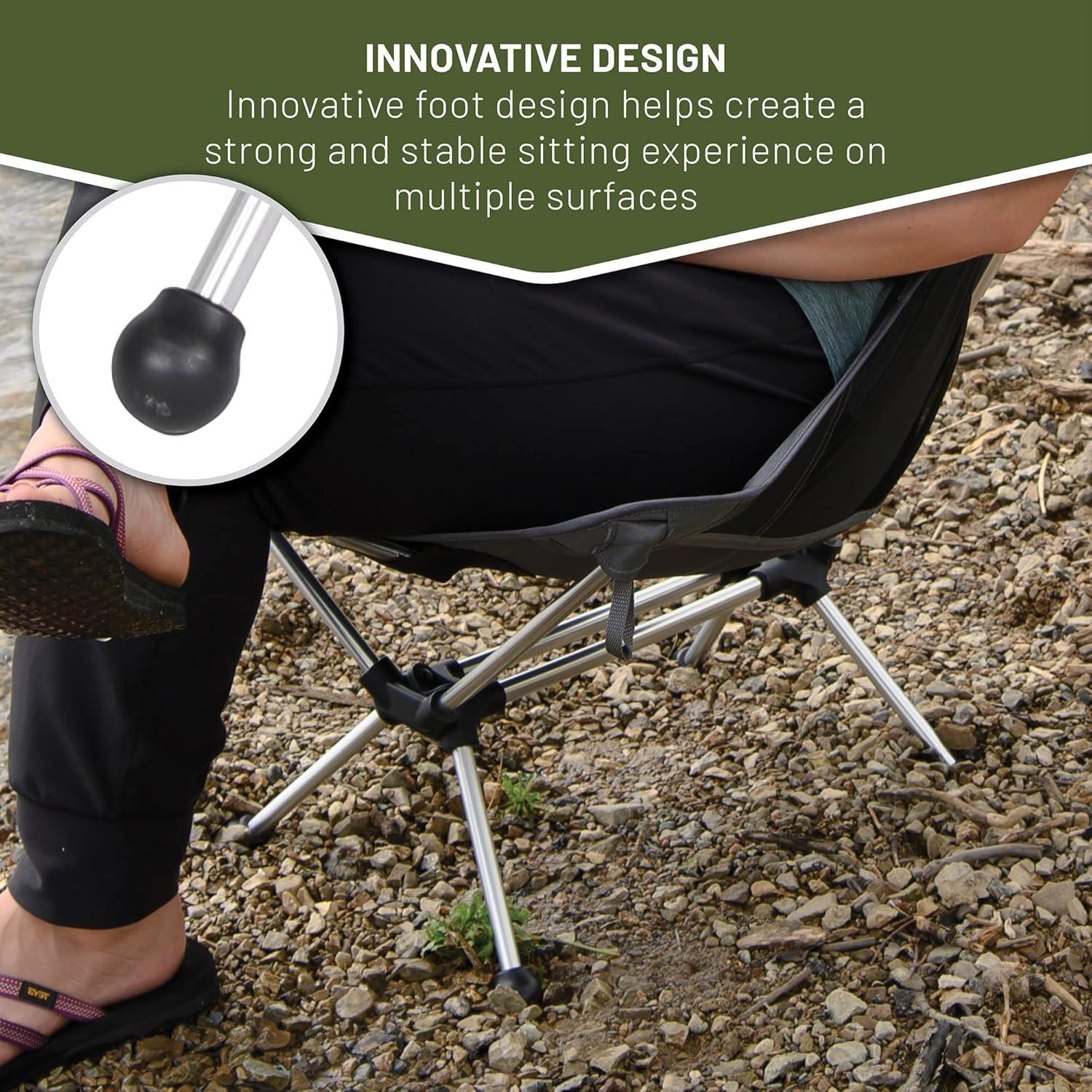 imageTimber Ridge Lightweight Highback Compact Folding Chair  Portable Comfort for Day Hikes Beach Trips ampamp Camping 300 lbs SupportGrey