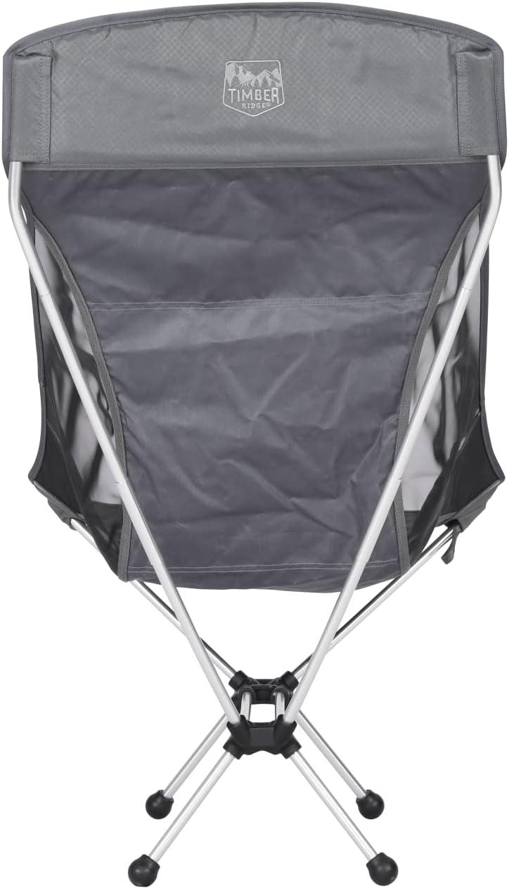imageTimber Ridge Lightweight Highback Compact Folding Chair  Portable Comfort for Day Hikes Beach Trips ampamp Camping 300 lbs SupportGrey