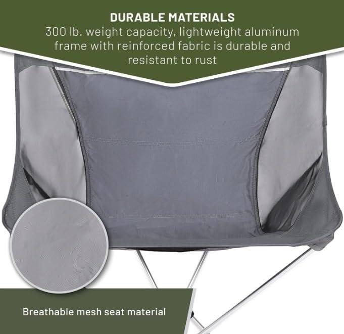 imageTimber Ridge Lightweight Highback Compact Folding Chair  Portable Comfort for Day Hikes Beach Trips ampamp Camping 300 lbs SupportGrey