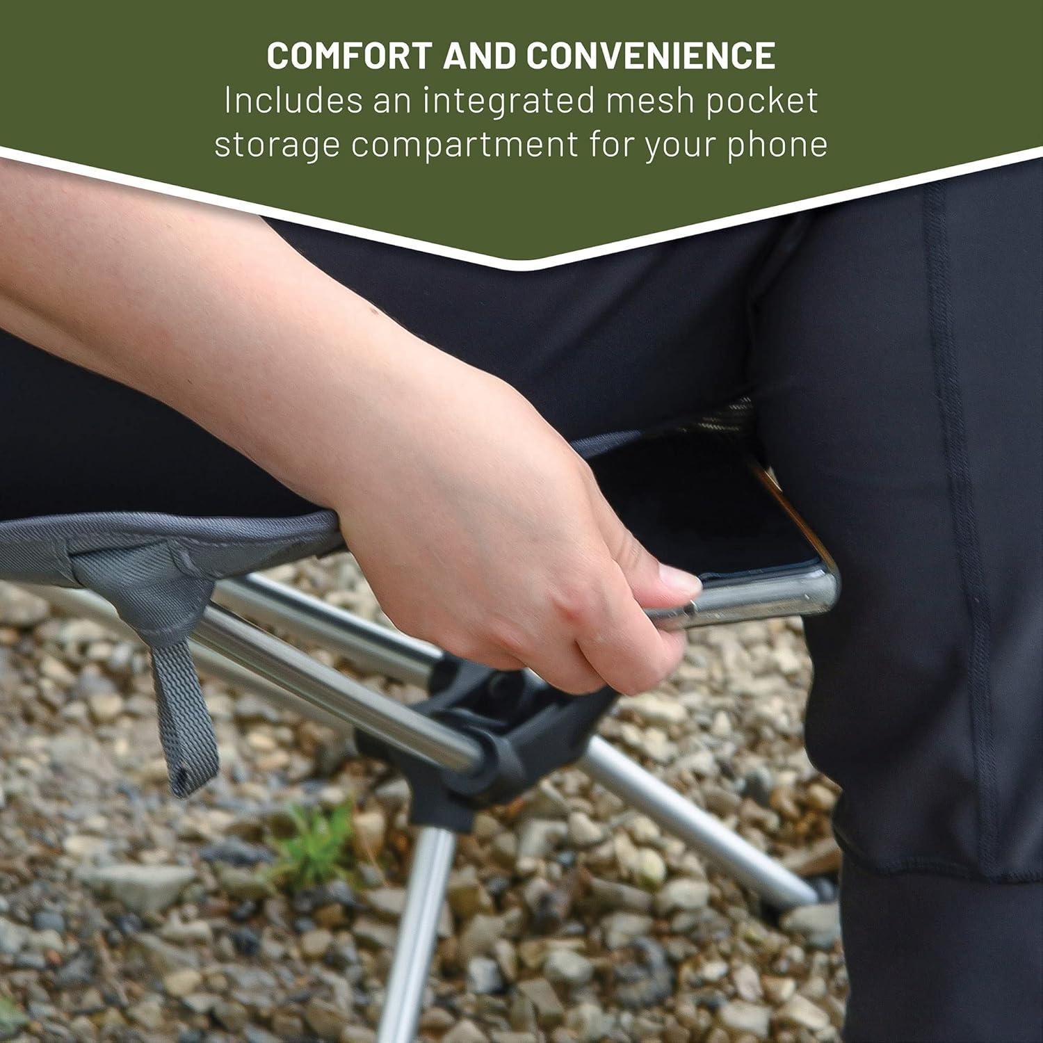 imageTimber Ridge Lightweight Highback Compact Folding Chair  Portable Comfort for Day Hikes Beach Trips ampamp Camping 300 lbs SupportGrey
