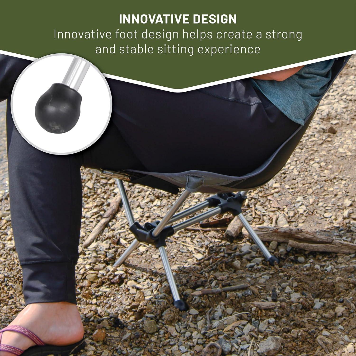 imageTimber Ridge Lightweight Highback Compact Folding Chair  Portable Comfort for Day Hikes Beach Trips ampamp Camping 300 lbs SupportGrey