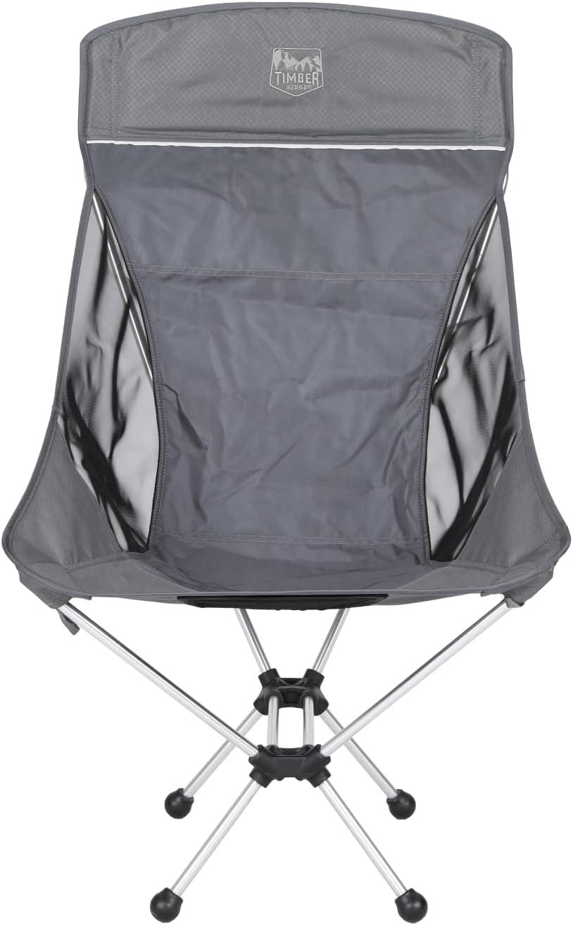 imageTimber Ridge Lightweight Highback Compact Folding Chair  Portable Comfort for Day Hikes Beach Trips ampamp Camping 300 lbs SupportGrey