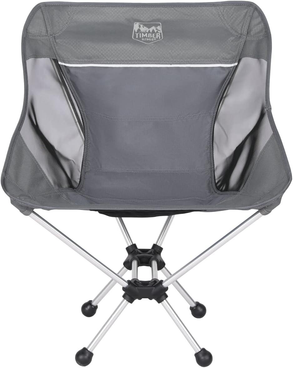 imageTimber Ridge Lightweight Highback Compact Folding Chair  Portable Comfort for Day Hikes Beach Trips ampamp Camping 300 lbs SupportGrey