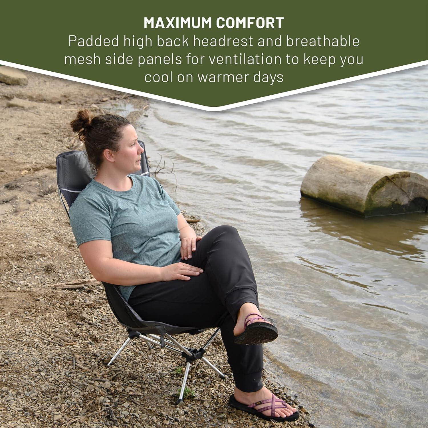 imageTimber Ridge Lightweight Highback Compact Folding Chair  Portable Comfort for Day Hikes Beach Trips ampamp Camping 300 lbs SupportGrey