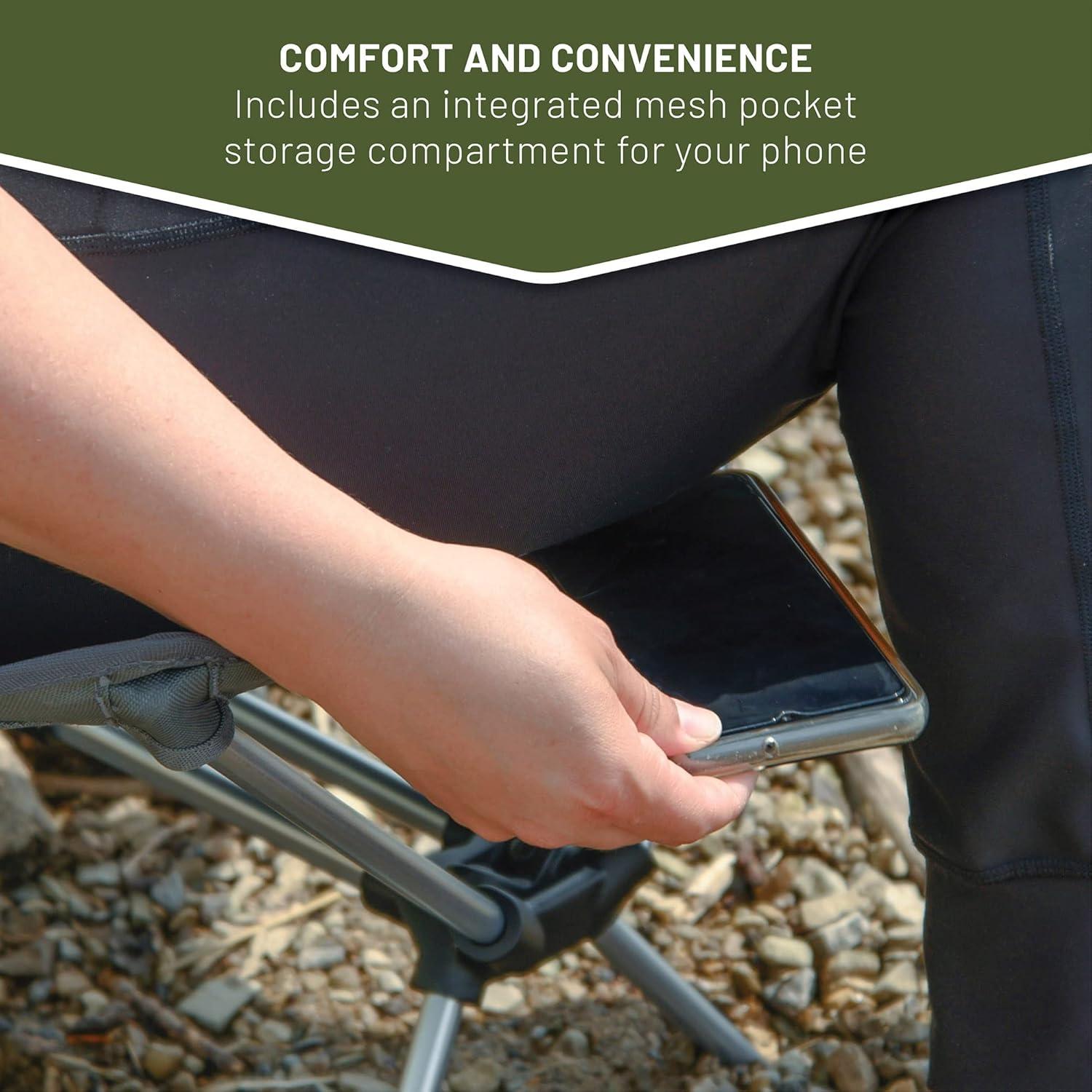 imageTimber Ridge Lightweight Highback Compact Folding Chair  Portable Comfort for Day Hikes Beach Trips ampamp Camping 300 lbs SupportGrey