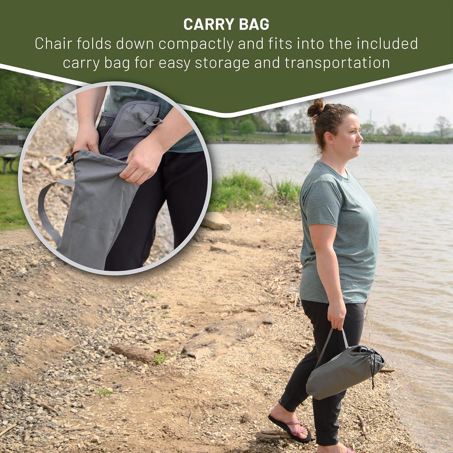 imageTimber Ridge Lightweight Highback Compact Folding Chair  Portable Comfort for Day Hikes Beach Trips ampamp Camping 300 lbs SupportGrey