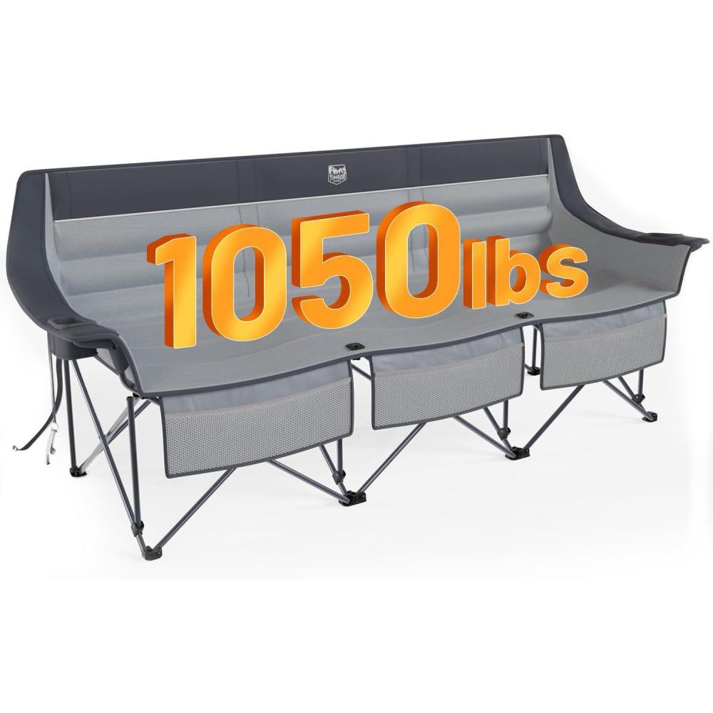 imageTimber Ridge Double Camping Chair Heavy Duty Outdoor Folding Camp Couch Loveseat Camping Chairs Perfect for Campsites PatioLawn Soccer Games or Other Youth Sports Supports 600 lbs3 Persongrey