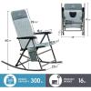 imageTIMBER RIDGE 3Level Adjustable Rocking Camping Chair Padded High Back Outdoor Rocking Chair with Side Pocket Portable Folding Rocker for Adults Supports 300 LBS for Lawn Patio PorchGrey1 Pack