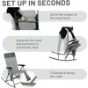 imageTIMBER RIDGE 3Level Adjustable Rocking Camping Chair Padded High Back Outdoor Rocking Chair with Side Pocket Portable Folding Rocker for Adults Supports 300 LBS for Lawn Patio PorchGrey1 Pack