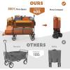 imageTIMBER RIDGE 400L Large Capacity Folding Double Decker Wagon with Brakes 54quot Extra Long Extender Wagon Cart 660lbs Heavy Duty Collapsible Cart AllTerrain Big Wheels for Camping Sports ShoppingOrange With Brakes