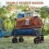 imageTIMBER RIDGE 400L Large Capacity Folding Double Decker Wagon with Brakes 54quot Extra Long Extender Wagon Cart 660lbs Heavy Duty Collapsible Cart AllTerrain Big Wheels for Camping Sports ShoppingOrange With Brakes