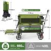 imageTIMBER RIDGE 400L Large Capacity Folding Double Decker Wagon with Brakes 54quot Extra Long Extender Wagon Cart 660lbs Heavy Duty Collapsible Cart AllTerrain Big Wheels for Camping Sports ShoppingGreen With Brakes