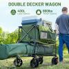 imageTIMBER RIDGE 400L Large Capacity Folding Double Decker Wagon with Brakes 54quot Extra Long Extender Wagon Cart 660lbs Heavy Duty Collapsible Cart AllTerrain Big Wheels for Camping Sports ShoppingGreen With Brakes
