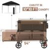 imageTIMBER RIDGE 400L Large Capacity Folding Double Decker Wagon with Brakes 54quot Extra Long Extender Wagon Cart 660lbs Heavy Duty Collapsible Cart AllTerrain Big Wheels for Camping Sports ShoppingTan With Brakes