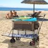 imageTIMBER RIDGE 400L Large Capacity Folding Double Decker Wagon with Brakes 54quot Extra Long Extender Wagon Cart 660lbs Heavy Duty Collapsible Cart AllTerrain Big Wheels for Camping Sports ShoppingTan With Brakes