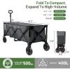 imageTIMBER RIDGE 512 Extended Collapsible Wagon Cart with Brakes and Cargo Net 350LBS Heavy Duty Foldable Utility Wagon with Adjustable Handle 400L Capacity Portable Cart for Camping Sports ShoppingGrey With Brake