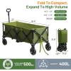 imageTIMBER RIDGE 512 Extended Collapsible Wagon Cart with Brakes and Cargo Net 350LBS Heavy Duty Foldable Utility Wagon with Adjustable Handle 400L Capacity Portable Cart for Camping Sports ShoppingGreen