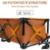 imageTIMBER RIDGE 512 Extended Collapsible Wagon Cart with Brakes and Cargo Net 350LBS Heavy Duty Foldable Utility Wagon with Adjustable Handle 400L Capacity Portable Cart for Camping Sports ShoppingOrange