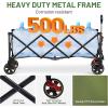 imageTIMBER RIDGE 512 Extended Collapsible Wagon Cart with Brakes and Cargo Net 350LBS Heavy Duty Foldable Utility Wagon with Adjustable Handle 400L Capacity Portable Cart for Camping Sports ShoppingGreen