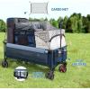 imageTIMBER RIDGE 512 Extended Collapsible Wagon Cart with Brakes and Cargo Net 350LBS Heavy Duty Foldable Utility Wagon with Adjustable Handle 400L Capacity Portable Cart for Camping Sports ShoppingBlue With Brake