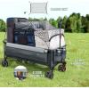 imageTIMBER RIDGE 512 Extended Collapsible Wagon Cart with Brakes and Cargo Net 350LBS Heavy Duty Foldable Utility Wagon with Adjustable Handle 400L Capacity Portable Cart for Camping Sports ShoppingGrey With Brake