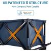 imageTIMBER RIDGE 512 Extended Collapsible Wagon Cart with Brakes and Cargo Net 350LBS Heavy Duty Foldable Utility Wagon with Adjustable Handle 400L Capacity Portable Cart for Camping Sports ShoppingBlue With Brake