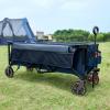 imageTIMBER RIDGE 512 Extended Collapsible Wagon Cart with Brakes and Cargo Net 350LBS Heavy Duty Foldable Utility Wagon with Adjustable Handle 400L Capacity Portable Cart for Camping Sports ShoppingBlue With Brake
