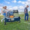 imageTIMBER RIDGE 512 Extended Collapsible Wagon Cart with Brakes and Cargo Net 350LBS Heavy Duty Foldable Utility Wagon with Adjustable Handle 400L Capacity Portable Cart for Camping Sports ShoppingBlue With Brake