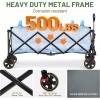 imageTIMBER RIDGE 512 Extended Collapsible Wagon Cart with Brakes and Cargo Net 350LBS Heavy Duty Foldable Utility Wagon with Adjustable Handle 400L Capacity Portable Cart for Camping Sports ShoppingGrey With Brake