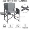imageTIMBER RIDGE Aluminum Oversized Camping Chair Lightweight Portable Directors Chair with Side Table Detachable Side Pocket for Outdoor Camping Lawn Picnic Support 400lbs Blue 2 PackGrey