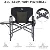 imageTIMBER RIDGE Aluminum Oversized Camping Chair Lightweight Portable Directors Chair with Side Table Detachable Side Pocket for Outdoor Camping Lawn Picnic Support 400lbs Blue 2 PackBlack