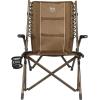 imageTIMBER RIDGE Bungee Folding Camping Chairs for Adults Heavy Duty Collapsible Padded Chair with Armrests Cup Holder Foldable Outdoor Lounge Chairs for Beach Fishing Lawn Supports 300 lbs RedEarth Brown
