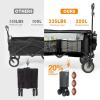 imageTIMBER RIDGE Collapsible Outdoor Folding Wagon Cart Heavy Duty Camping Patio Shopping Garden Cart with Side Bag Cup Holder GreyGray