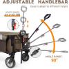 imageTIMBER RIDGE Collapsible Outdoor Folding Wagon Cart Heavy Duty Camping Patio Shopping Garden Cart with Side Bag Cup Holder GreyTan