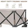 imageTIMBER RIDGE Collapsible Outdoor Folding Wagon Cart Heavy Duty Camping Patio Shopping Garden Cart with Side Bag Cup Holder GreyTan