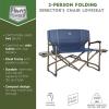 imageTIMBER RIDGE Double Camping Chair Foldable Loveseat Directors Chairs Oversized Double Folding Camping Chairs with 2 Side Tables 2 Person Lawn Chair Heavy Duty Support 600 LBS for Outdoor BlueBlue