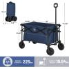 imageTIMBER RIDGE Folding Collapsible Wagon Utility Push Pull Beach Wagon with AllTerrain Universal Wheels Heavy Duty Foldable Grocery Cart for Outdoor Garden Camping Shopping Holds 225 lbs Dark Blue