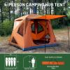 imageTIMBER RIDGE Instant Pop Up Hub Tent 4 Person Portable Weather Resistant Camping Tent 60 Second SetUp Easy Up Tents with Rain Fly and Carry Bag Orange