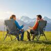 imageTIMBER RIDGE Oversized Camping Chair with Lumbar Support Portable Folding Chair Heavy Duty for Adults Supports 450 LBS for Outdoor Camping Lawn with High Back Cup Holder Side Pocket  BlueGrey