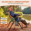 imageTIMBER RIDGE Oversized Camping Chair with Lumbar Support Portable Folding Chair Heavy Duty for Adults Supports 450 LBS for Outdoor Camping Lawn with High Back Cup Holder Side Pocket  BlueHeated Gray
