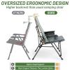 imageTIMBER RIDGE Oversized Camping Chair with Lumbar Support Portable Folding Chair Heavy Duty for Adults Supports 450 LBS for Outdoor Camping Lawn with High Back Cup Holder Side Pocket  BlueGrey