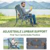 imageTIMBER RIDGE Oversized Camping Chair with Lumbar Support Portable Folding Chair Heavy Duty for Adults Supports 450 LBS for Outdoor Camping Lawn with High Back Cup Holder Side Pocket  BlueGrey