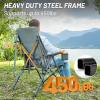 imageTIMBER RIDGE Oversized Camping Chair with Lumbar Support Portable Folding Chair Heavy Duty for Adults Supports 450 LBS for Outdoor Camping Lawn with High Back Cup Holder Side Pocket  BlueGrey