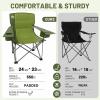 imageTIMBER RIDGE Oversized Folding Camping Chair for Adults Support 550 LBS Heavy Duty with Cup Holder Side Pocket for Camp Lawn Picnic Tan 2 PackGreen2 Pack