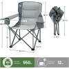 imageTIMBER RIDGE Oversized Folding Camping Chair for Adults Support 550 LBS Heavy Duty with Cup Holder Side Pocket for Camp Lawn Picnic Tan 2 PackGrey