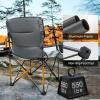 imageTIMBER RIDGE Oversized Folding Camping Chair for Adults Support 550 LBS Heavy Duty with Cup Holder Side Pocket for Camp Lawn Picnic Tan 2 PackGrey2 Pack